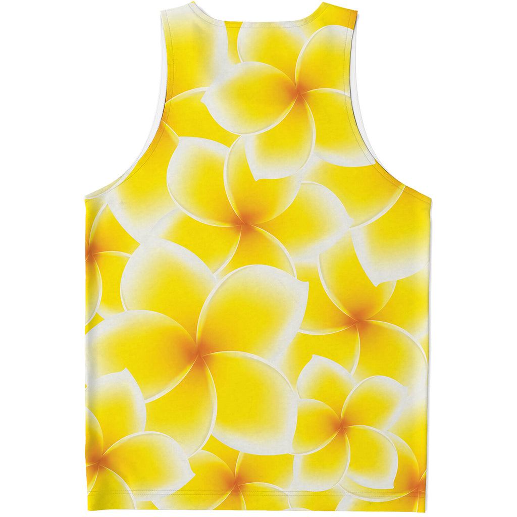 Yellow Frangipani Pattern Print Men's Tank Top