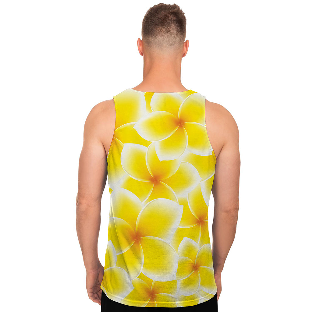 Yellow Frangipani Pattern Print Men's Tank Top