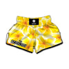 Yellow Frangipani Pattern Print Muay Thai Boxing Shorts