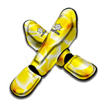 Yellow Frangipani Pattern Print Muay Thai Shin Guard