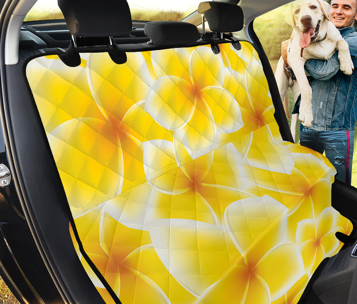 Yellow Frangipani Pattern Print Pet Car Back Seat Cover