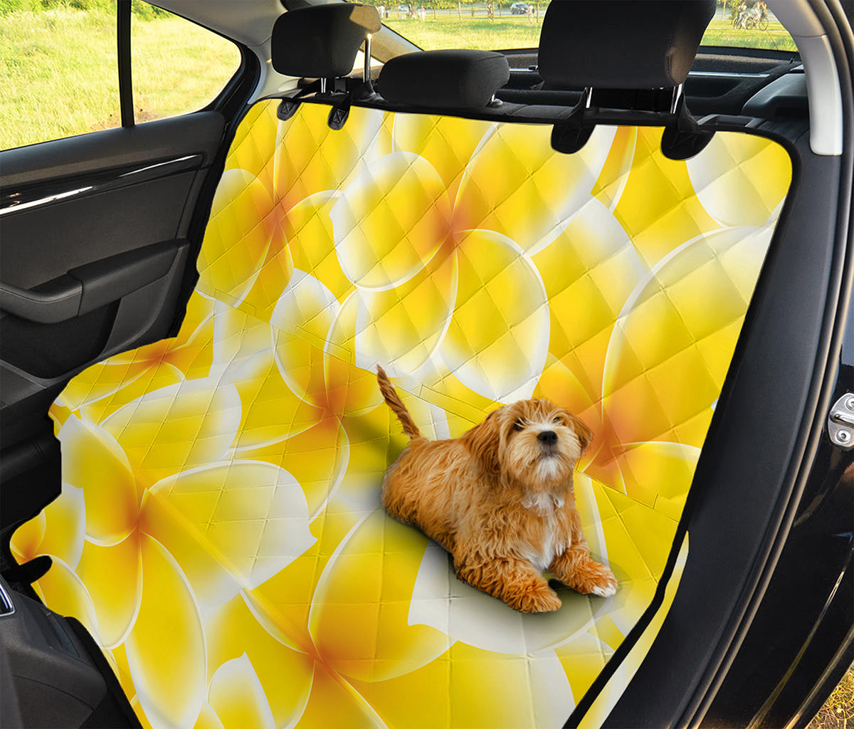 Yellow Frangipani Pattern Print Pet Car Back Seat Cover