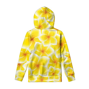 Yellow Frangipani Pattern Print Pullover Hoodie