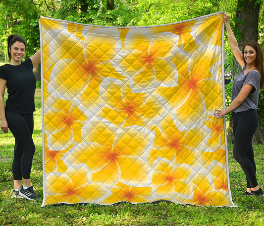 Yellow Frangipani Pattern Print Quilt