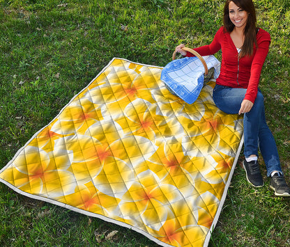 Yellow Frangipani Pattern Print Quilt
