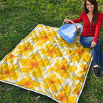 Yellow Frangipani Pattern Print Quilt