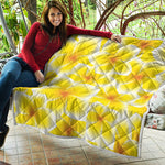 Yellow Frangipani Pattern Print Quilt