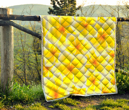 Yellow Frangipani Pattern Print Quilt