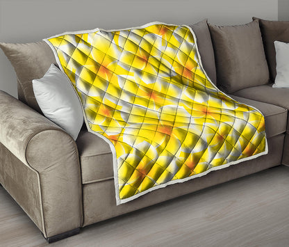 Yellow Frangipani Pattern Print Quilt