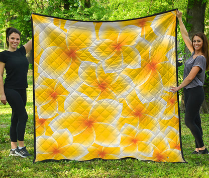 Yellow Frangipani Pattern Print Quilt