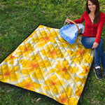 Yellow Frangipani Pattern Print Quilt