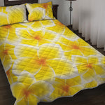 Yellow Frangipani Pattern Print Quilt Bed Set