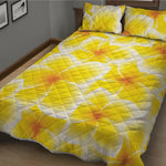 Yellow Frangipani Pattern Print Quilt Bed Set