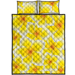 Yellow Frangipani Pattern Print Quilt Bed Set