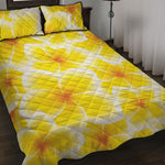 Yellow Frangipani Pattern Print Quilt Bed Set