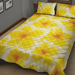 Yellow Frangipani Pattern Print Quilt Bed Set