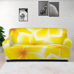 Yellow Frangipani Pattern Print Sofa Cover