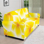 Yellow Frangipani Pattern Print Sofa Cover