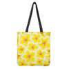 Yellow Frangipani Pattern Print Tote Bag