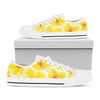 Yellow Frangipani Pattern Print White Low Top Shoes