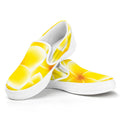 Yellow Frangipani Pattern Print White Slip On Sneakers