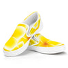 Yellow Frangipani Pattern Print White Slip On Shoes