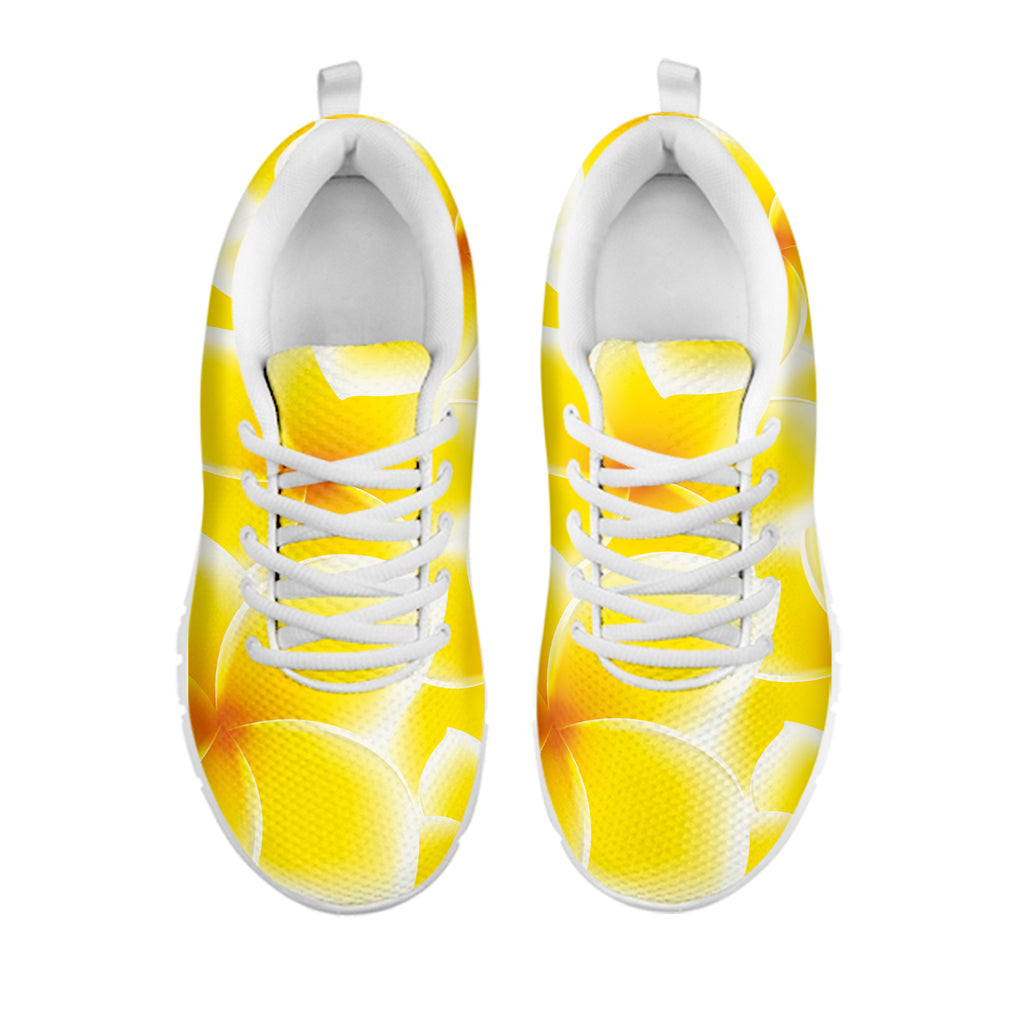 Yellow Frangipani Pattern Print White Sneakers