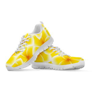 Yellow Frangipani Pattern Print White Sneakers