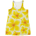 Yellow Frangipani Pattern Print Women's Racerback Tank Top