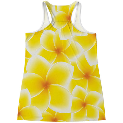 Yellow Frangipani Pattern Print Women's Racerback Tank Top