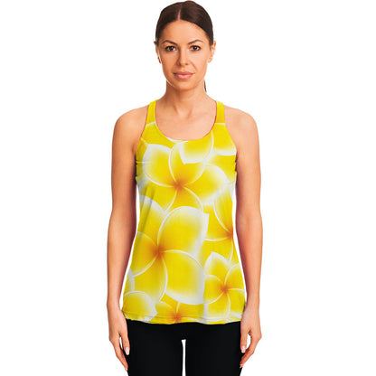 Yellow Frangipani Pattern Print Women's Racerback Tank Top