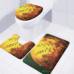 Yellow Full Moon Print 3 Piece Bath Mat Set