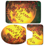 Yellow Full Moon Print 3 Piece Bath Mat Set