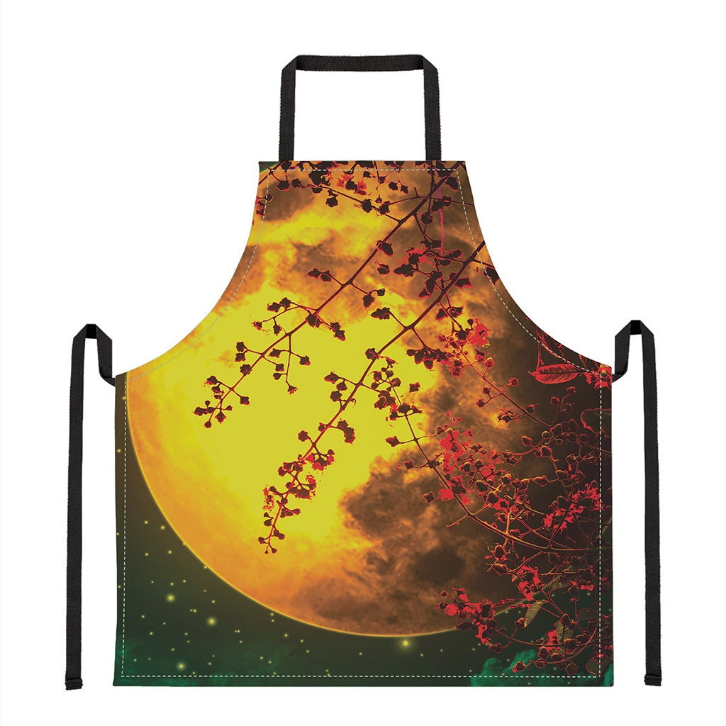 Yellow Full Moon Print Apron