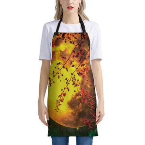 Yellow Full Moon Print Apron