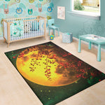 Yellow Full Moon Print Area Rug