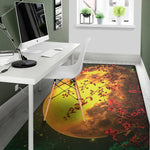 Yellow Full Moon Print Area Rug