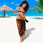 Yellow Full Moon Print Beach Sarong Wrap