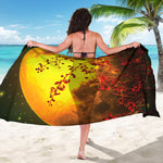 Yellow Full Moon Print Beach Sarong Wrap