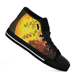 Yellow Full Moon Print Black High Top Shoes