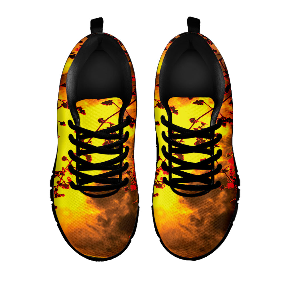 Yellow Full Moon Print Black Sneakers