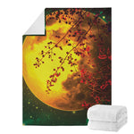 Yellow Full Moon Print Blanket