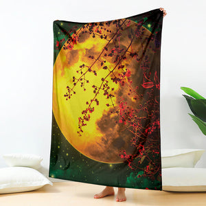 Yellow Full Moon Print Blanket