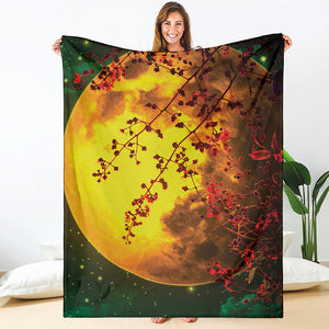 Yellow Full Moon Print Blanket