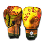 Yellow Full Moon Print Boxing Gloves