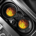 Yellow Full Moon Print Car Coasters