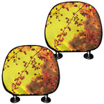 Yellow Full Moon Print Car Headrest Covers