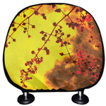 Yellow Full Moon Print Car Headrest Covers