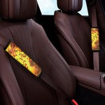 Yellow Full Moon Print Car Seat Belt Covers