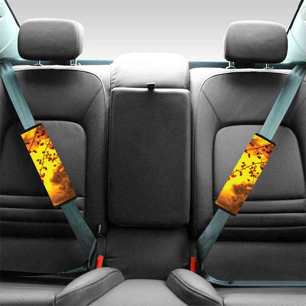 Yellow Full Moon Print Car Seat Belt Covers